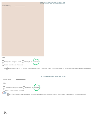 Activity Participation Checklist